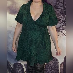 DISTURBIA Green SNAKE Faux Wrap Dress SZ 12